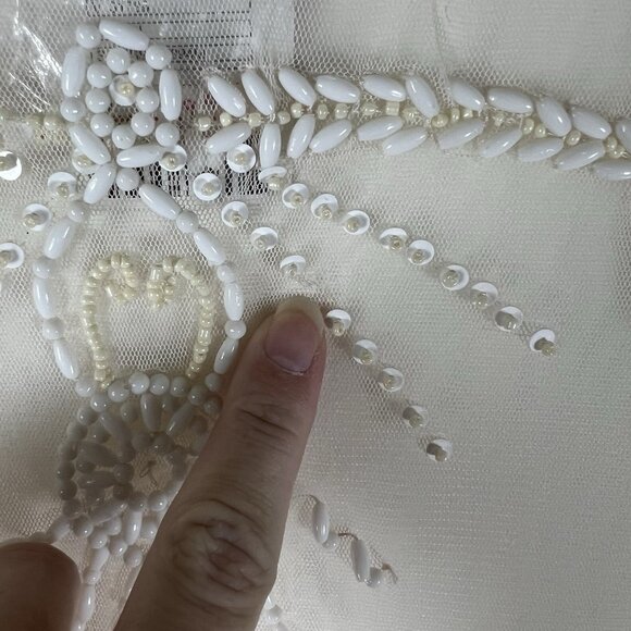 Free People Top Womens Cream Sheer Beaded Mesh Boho Lace Top Size M NWT Boho - Picture 5 of 11